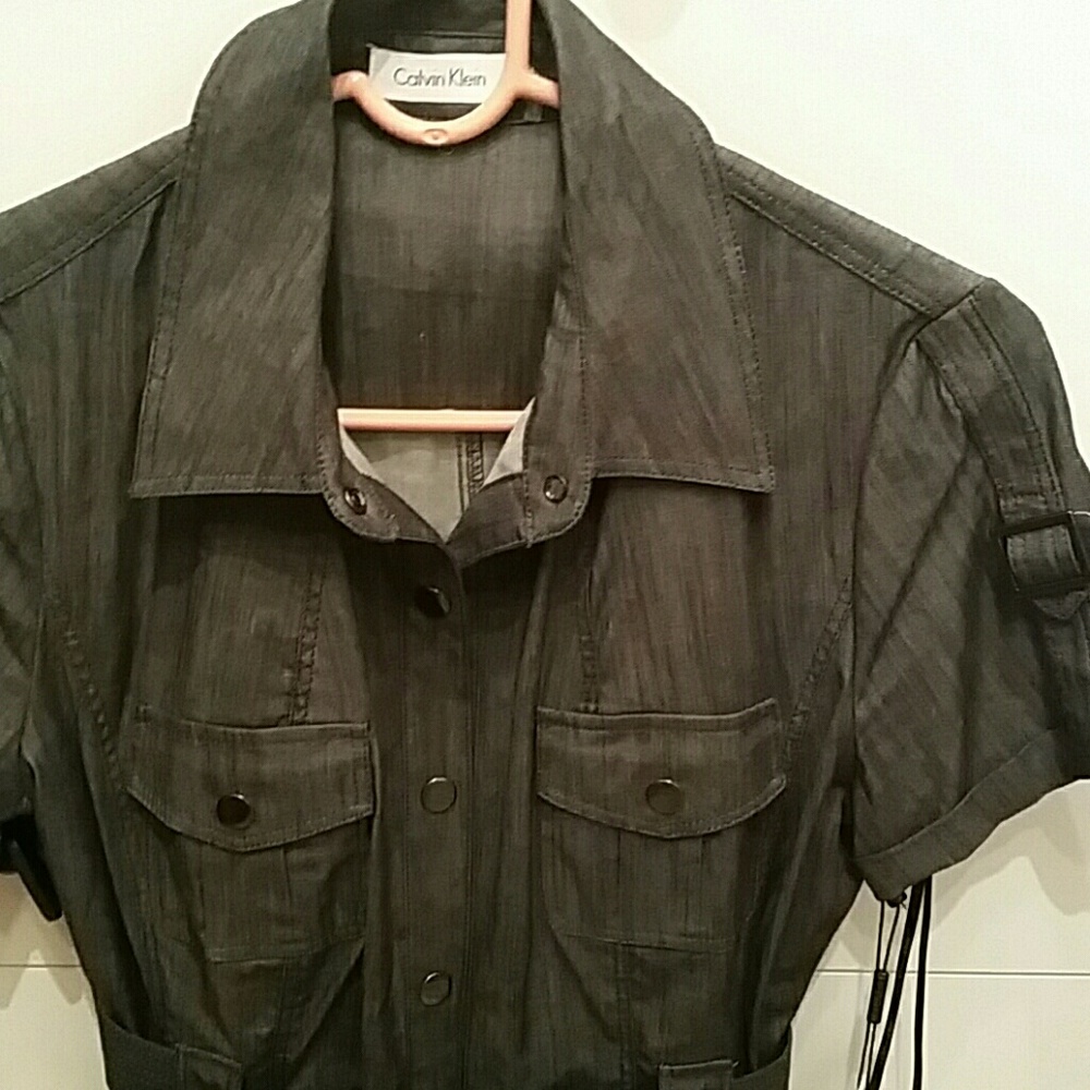 Calvin Klein military style shirt dress - Picture 2 of 4